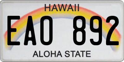 HI license plate EAO892