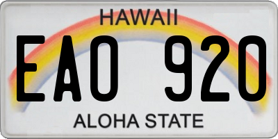 HI license plate EAO920