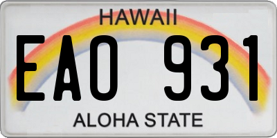 HI license plate EAO931