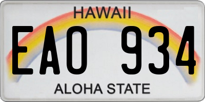 HI license plate EAO934