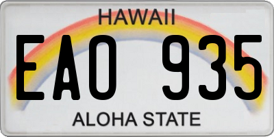 HI license plate EAO935