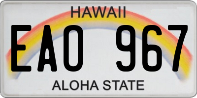 HI license plate EAO967