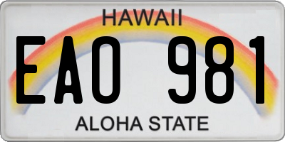 HI license plate EAO981