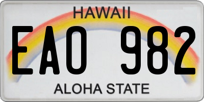 HI license plate EAO982