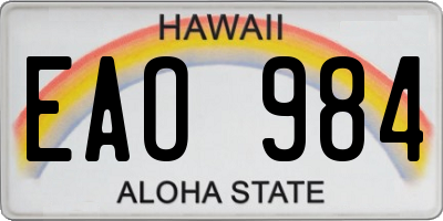 HI license plate EAO984