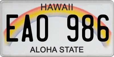 HI license plate EAO986