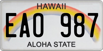 HI license plate EAO987