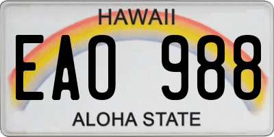 HI license plate EAO988