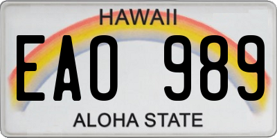 HI license plate EAO989