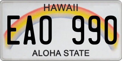 HI license plate EAO990