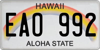 HI license plate EAO992