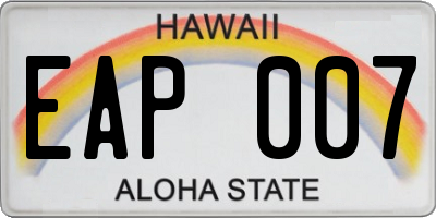 HI license plate EAP007