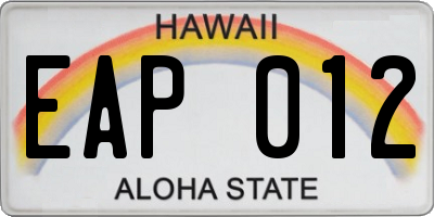 HI license plate EAP012