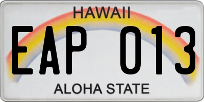 HI license plate EAP013