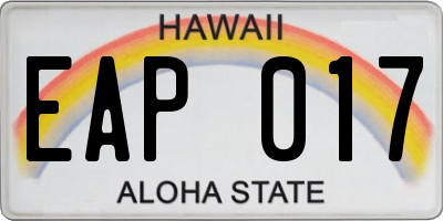 HI license plate EAP017