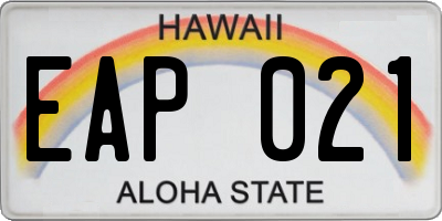 HI license plate EAP021