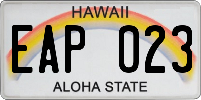 HI license plate EAP023