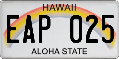 HI license plate EAP025