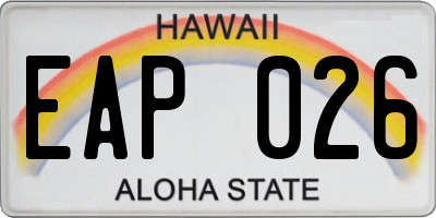 HI license plate EAP026