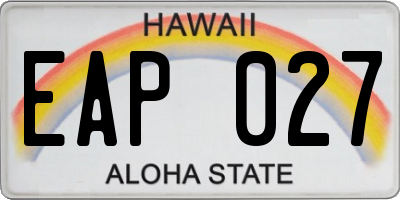 HI license plate EAP027