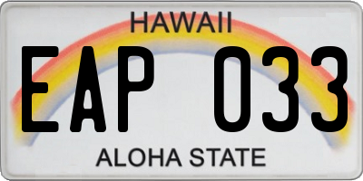 HI license plate EAP033