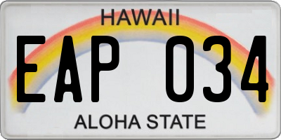 HI license plate EAP034