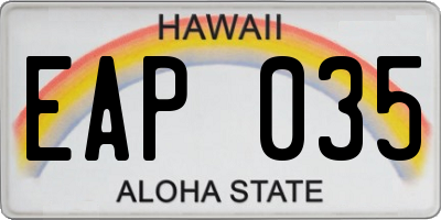 HI license plate EAP035