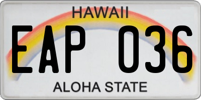 HI license plate EAP036