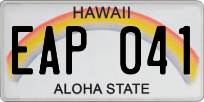 HI license plate EAP041