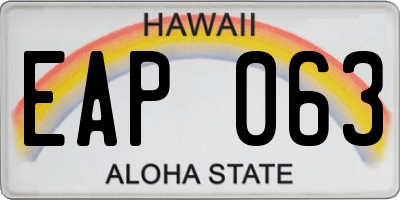 HI license plate EAP063
