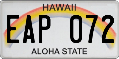 HI license plate EAP072