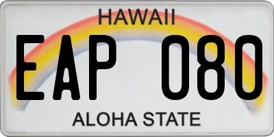 HI license plate EAP080