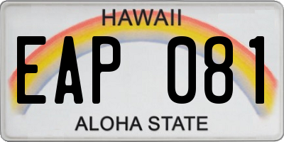 HI license plate EAP081