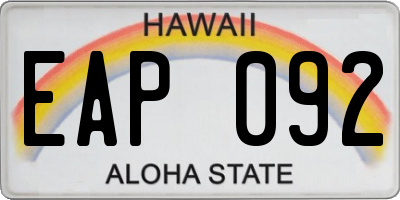 HI license plate EAP092