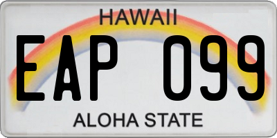 HI license plate EAP099