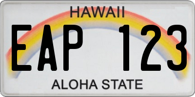 HI license plate EAP123