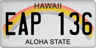 HI license plate EAP136