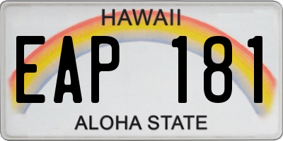 HI license plate EAP181