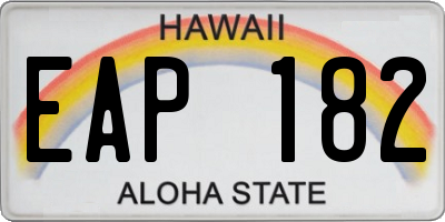 HI license plate EAP182
