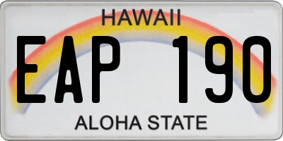 HI license plate EAP190