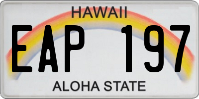 HI license plate EAP197