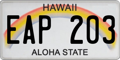 HI license plate EAP203