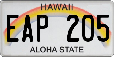 HI license plate EAP205