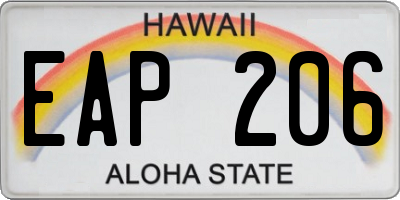 HI license plate EAP206