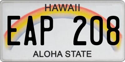 HI license plate EAP208