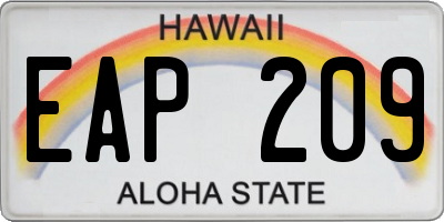 HI license plate EAP209