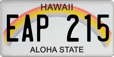 HI license plate EAP215