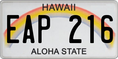 HI license plate EAP216