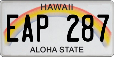 HI license plate EAP287