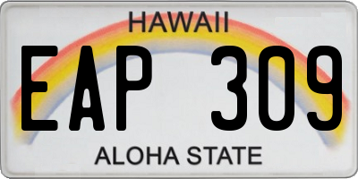 HI license plate EAP309